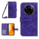 Skin Feel Custodia per telefono in pelle con flip in rilievo Sun Flower con cordino, For Realme P3 Pro 5G Global, For Realme 14 Pro+ 5G