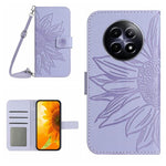 Skin Feel Custodia per telefono in pelle con flip in rilievo Sun Flower con cordino, For Realme C75 4G, For Realme 13+ 5G Global