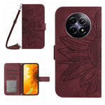 Skin Feel Custodia per telefono in pelle con flip in rilievo Sun Flower con cordino, For Realme C75 4G, For Realme 13+ 5G Global
