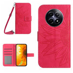 Skin Feel Custodia per telefono in pelle con flip in rilievo Sun Flower con cordino, For Realme C75 4G, For Realme 13+ 5G Global