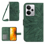 Skin Feel Custodia per telefono in pelle con flip in rilievo Sun Flower con cordino, For Realme C75 5G, For Realme 14 5G Global / P3 5G Global
