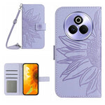 Skin Feel Custodia per telefono in pelle con flip in rilievo Sun Flower con cordino, For Realme P3 Pro 5G Global, For Realme 14 Pro+ 5G