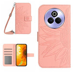 Skin Feel Custodia per telefono in pelle con flip in rilievo Sun Flower con cordino, For Realme P3 Pro 5G Global, For Realme 14 Pro+ 5G