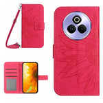 Skin Feel Custodia per telefono in pelle con flip in rilievo Sun Flower con cordino, For Realme P3 Pro 5G Global, For Realme 14 Pro+ 5G