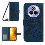 Skin Feel Custodia per telefono in pelle con flip in rilievo Sun Flower con cordino, For Realme P3 Pro 5G Global, For Realme 14 Pro+ 5G