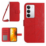 Skin Feel Custodia per telefono in pelle con flip in rilievo Sun Flower con cordino, For Realme C75 5G, For Realme 14 5G Global / P3 5G Global