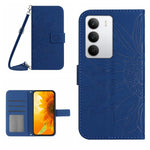 Skin Feel Custodia per telefono in pelle con flip in rilievo Sun Flower con cordino, For Realme C75 5G, For Realme 14 5G Global / P3 5G Global