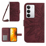 Skin Feel Custodia per telefono in pelle con flip in rilievo Sun Flower con cordino, For Realme C75 5G, For Realme 14 5G Global / P3 5G Global