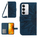 Skin Feel Custodia per telefono in pelle con flip in rilievo Sun Flower con cordino, For Realme C75 5G, For Realme 14 5G Global / P3 5G Global