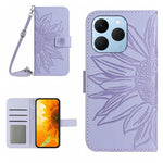 Skin Feel Custodia per telefono in pelle con flip in rilievo Sun Flower con cordino, For Realme C85 Pro 4G, For Realme 15T 5G