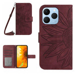 Skin Feel Custodia per telefono in pelle con flip in rilievo Sun Flower con cordino, For Realme C85 Pro 4G, For Realme 15T 5G