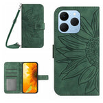 Skin Feel Custodia per telefono in pelle con flip in rilievo Sun Flower con cordino, For Realme C85 Pro 4G, For Realme 15T 5G