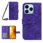 Skin Feel Custodia per telefono in pelle con flip in rilievo Sun Flower con cordino, For Realme C85 Pro 4G, For Realme 15T 5G