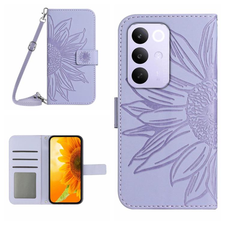 Skin Feel Custodia per telefono in pelle con flip in rilievo Sun Flower con cordino, For Realme 16 Pro+ 5G, For Realme C85 5G