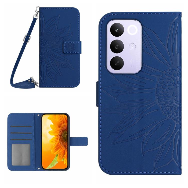 Skin Feel Custodia per telefono in pelle con flip in rilievo Sun Flower con cordino, For Realme 16 Pro+ 5G, For Realme C85 5G