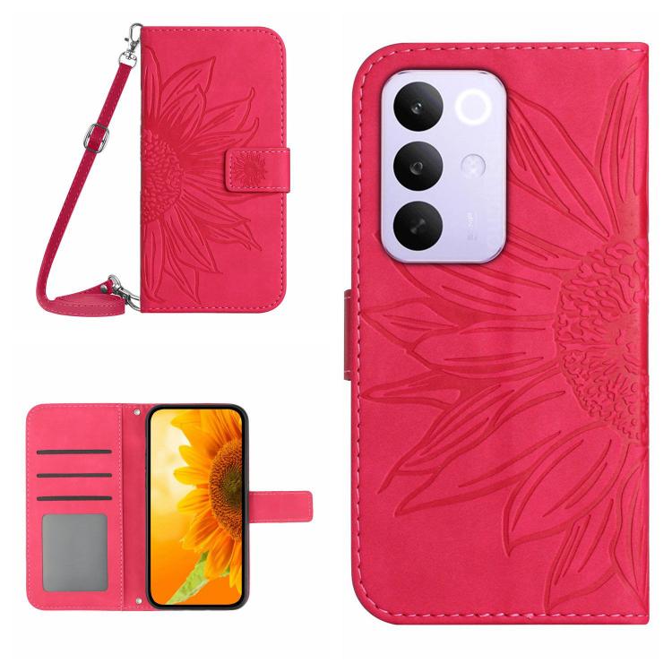 Skin Feel Custodia per telefono in pelle con flip in rilievo Sun Flower con cordino, For Realme 16 Pro+ 5G, For Realme C85 5G