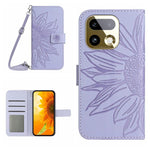Skin Feel Custodia per telefono in pelle con flip in rilievo Sun Flower con cordino, For Realme 16 Pro+ 5G, For Realme C85 5G