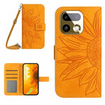 Skin Feel Custodia per telefono in pelle con flip in rilievo Sun Flower con cordino, For Realme 16 Pro+ 5G, For Realme C85 5G