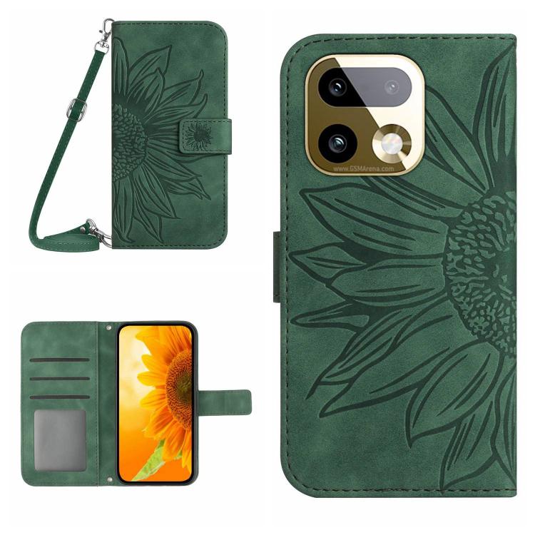 Skin Feel Custodia per telefono in pelle con flip in rilievo Sun Flower con cordino, For Realme 16 Pro+ 5G, For Realme C85 5G