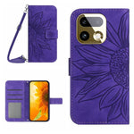 Skin Feel Custodia per telefono in pelle con flip in rilievo Sun Flower con cordino, For Realme 16 Pro+ 5G, For Realme C85 5G
