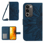 Skin Feel Custodia per telefono in pelle con flip in rilievo Sun Flower con cordino, For Realme C100 4G, For Realme C83 5G