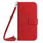 Skin Feel Custodia per telefono in pelle con flip in rilievo Sun Flower con cordino, For vivo Y04 4G / Y29s 5G, For vivo Y29 4G Global