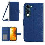 Skin Feel Custodia per telefono in pelle con flip in rilievo Sun Flower con cordino, For vivo Y04 4G / Y29s 5G, For vivo Y29 4G Global
