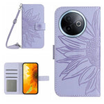 Skin Feel Custodia per telefono in pelle con flip in rilievo Sun Flower con cordino, For vivo Y39 5G Global, For vivo V50 Lite 5G