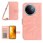Skin Feel Custodia per telefono in pelle con flip in rilievo Sun Flower con cordino, For vivo Y39 5G Global, For vivo V50 Lite 5G
