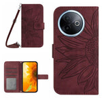 Skin Feel Custodia per telefono in pelle con flip in rilievo Sun Flower con cordino, For vivo Y39 5G Global, For vivo V50 Lite 5G