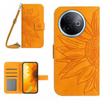 Skin Feel Custodia per telefono in pelle con flip in rilievo Sun Flower con cordino, For vivo Y39 5G Global, For vivo V50 Lite 5G