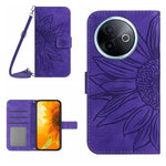 Skin Feel Custodia per telefono in pelle con flip in rilievo Sun Flower con cordino, For vivo Y39 5G Global, For vivo V50 Lite 5G