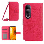 Skin Feel Custodia per telefono in pelle con flip in rilievo Sun Flower con cordino, For vivo Y39 5G Global, For vivo V50 Lite 5G
