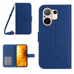 Skin Feel Custodia per telefono in pelle con flip in rilievo Sun Flower con cordino, For vivo V60 Lite 5G, For vivo V60 5G