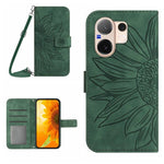 Skin Feel Custodia per telefono in pelle con flip in rilievo Sun Flower con cordino, For vivo V60 Lite 5G, For vivo V60 5G