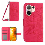 Skin Feel Custodia per telefono in pelle con flip in rilievo Sun Flower con cordino, For vivo V60 Lite 5G, For vivo V60 5G