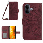 Skin Feel Custodia per telefono in pelle con flip in rilievo Sun Flower con cordino, For vivo V60 Lite 5G, For vivo V60 5G