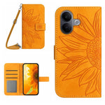 Skin Feel Custodia per telefono in pelle con flip in rilievo Sun Flower con cordino, For vivo V60 Lite 5G, For vivo V60 5G