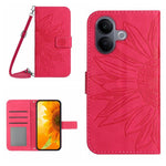 Skin Feel Custodia per telefono in pelle con flip in rilievo Sun Flower con cordino, For vivo V60 Lite 5G, For vivo V60 5G