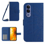 Skin Feel Custodia per telefono in pelle con flip in rilievo Sun Flower con cordino, For vivo V70 FE 5G, For vivo V70 5G Global / V70 Elite 5G