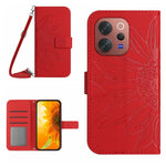 Skin Feel Custodia per telefono in pelle con flip in rilievo Sun Flower con cordino, For vivo V70 FE 5G, For vivo V70 5G Global / V70 Elite 5G