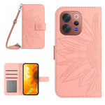 Skin Feel Custodia per telefono in pelle con flip in rilievo Sun Flower con cordino, For vivo V70 FE 5G, For vivo V70 5G Global / V70 Elite 5G