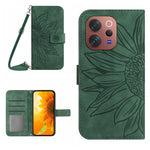 Skin Feel Custodia per telefono in pelle con flip in rilievo Sun Flower con cordino, For vivo V70 FE 5G, For vivo V70 5G Global / V70 Elite 5G