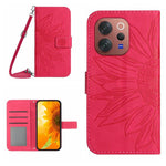 Skin Feel Custodia per telefono in pelle con flip in rilievo Sun Flower con cordino, For vivo V70 FE 5G, For vivo V70 5G Global / V70 Elite 5G