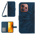 Skin Feel Custodia per telefono in pelle con flip in rilievo Sun Flower con cordino, For vivo V70 FE 5G, For vivo V70 5G Global / V70 Elite 5G