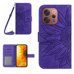 Skin Feel Custodia per telefono in pelle con flip in rilievo Sun Flower con cordino, For vivo V70 FE 5G, For vivo V70 5G Global / V70 Elite 5G