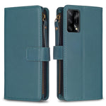 Custodia per telefono a conchiglia in pelle con portafoglio con cerniera a 9 slot per schede, For OPPO A94 5G / F19 Pro+ / Reno5 Z 5G, For OPPO A74 5G / A93 5G / A54 5G, For OPPO A74 4G / F19 4G, For OPPO A92 / A72 / A52