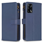 Custodia per telefono a conchiglia in pelle con portafoglio con cerniera a 9 slot per schede, For OPPO A94 5G / F19 Pro+ / Reno5 Z 5G, For OPPO A74 5G / A93 5G / A54 5G, For OPPO A74 4G / F19 4G, For OPPO A92 / A72 / A52
