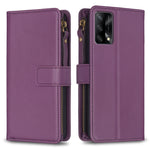 Custodia per telefono a conchiglia in pelle con portafoglio con cerniera a 9 slot per schede, For OPPO A94 5G / F19 Pro+ / Reno5 Z 5G, For OPPO A74 5G / A93 5G / A54 5G, For OPPO A74 4G / F19 4G, For OPPO A92 / A72 / A52