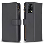 Custodia per telefono a conchiglia in pelle con portafoglio con cerniera a 9 slot per schede, For OPPO A94 5G / F19 Pro+ / Reno5 Z 5G, For OPPO A74 5G / A93 5G / A54 5G, For OPPO A74 4G / F19 4G, For OPPO A92 / A72 / A52